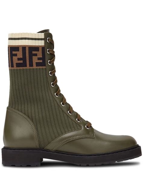 fendi rockoko ff combat boots|Fendi rockoko green boots.